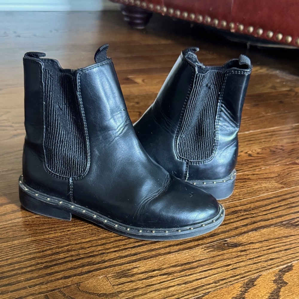 Zara Kids Black Leather Boots